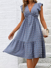 Load image into Gallery viewer, Swiss Dot V-Neck Cap Sleeve Dress