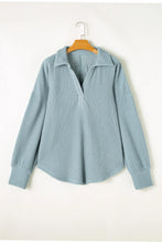 Load image into Gallery viewer, Plus Size Textured Johnny Collar Long Sleeve Sweatshirt