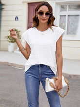 Load image into Gallery viewer, Textured Round Neck Cap Sleeve T-Shirt
