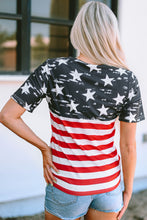 Load image into Gallery viewer, Cutout Striped Round Neck Short Sleeve T-Shirt