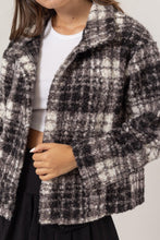 Load image into Gallery viewer, HYFVE Plaid Collared Neck Boucle Jacket with Pockets