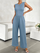 Load image into Gallery viewer, Round Neck Sleeveless Wide Leg Jumpsuit