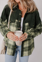 Load image into Gallery viewer, Snap Down Collared Neck Plaid Shacket