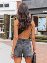 Load image into Gallery viewer, Distressed Fringe Denim Shorts with Pockets