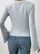 Load image into Gallery viewer, Ribbed Round Neck Flare Sleeve T-Shirt