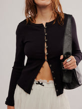 Load image into Gallery viewer, Button Up Round Neck Long Sleeve Cardigan
