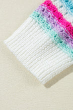 Load image into Gallery viewer, Openwork Striped Long Sleeve Knit Cover Up