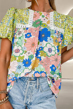 Load image into Gallery viewer, Printed Round Neck Puff Sleeve Blouse