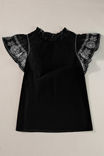 Load image into Gallery viewer, Ruffled Mock Neck Cap Sleeve Blouse