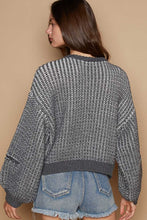 Load image into Gallery viewer, POL Round Neck Heart Patch Zipper Point Sleeve Sweater