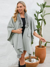 Load image into Gallery viewer, Fuzzy Trim Open Front Poncho