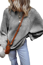 Load image into Gallery viewer, Textured Striped Round Neck Long Sleeve Top