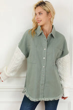 Load image into Gallery viewer, Raw Hem Collared Neck Button Up Long Sleeve Jacket