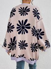 Load image into Gallery viewer, Contrast Dropped Shoulder Long Sleeve Cardigan