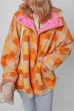 Load image into Gallery viewer, Checkered Long Sleeve Sherpa Hooded Jacket