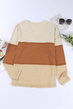 Load image into Gallery viewer, Color Block V-Neck Long Sleeve Top