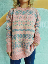 Load image into Gallery viewer, Geometric Round Neck Dropped Shoulder Sweater
