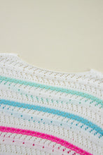 Load image into Gallery viewer, Openwork Striped Long Sleeve Knit Cover Up