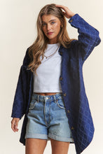 Load image into Gallery viewer, J.NNA Rhombus Stitched Button Up Denim Shacket