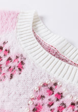 Load image into Gallery viewer, Pearl Detail Heart Round Neck Sweater