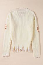 Load image into Gallery viewer, Raw Hem Pumpkin V-Neck Long Sleeve Sweater