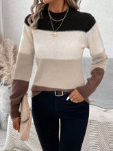 Load image into Gallery viewer, Color Block Mock Neck Long Sleeve Sweater