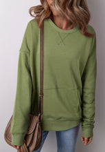 Load image into Gallery viewer, Solid Color Round Neck Long Sleeve Sweatshirt
