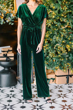 Load image into Gallery viewer, Drawstring Surplice Short Sleeve Jumpsuit