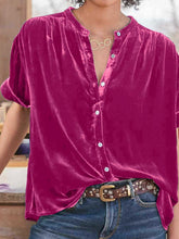 Load image into Gallery viewer, Ruched Round Neck Short Sleeve Shirt