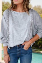 Load image into Gallery viewer, Waffle-Knit Round Neck Long Sleeve Top