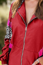 Load image into Gallery viewer, Leopard Zip Up Long Sleeve Hooded Jacket