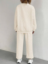Load image into Gallery viewer, Texture Round Neck Top and Pants Set
