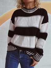 Load image into Gallery viewer, Contrast Round Neck Long Sleeve Sweater