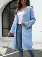Load image into Gallery viewer, Pocketed Button Up Long Sleeve Hooded Cardigan