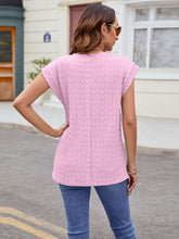 Load image into Gallery viewer, Textured Round Neck Cap Sleeve T-Shirt
