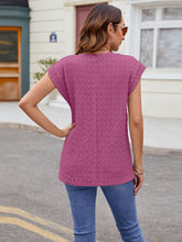 Load image into Gallery viewer, Textured Round Neck Cap Sleeve T-Shirt