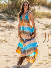Load image into Gallery viewer, Tie-Dye Halter Neck Sleeveless Dress