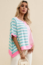 Load image into Gallery viewer, Contrast Stripes Round Neck Half Sleeve T-Shirt