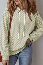 Load image into Gallery viewer, Checkered Print Kangaroo Pocket Drawstring Hoodie