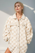 Load image into Gallery viewer, Double Take Button Up Fuzzy Checkered Shacket