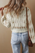 Load image into Gallery viewer, Cutout Round Neck Long Sleeve Knit Cover Up