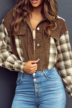 Load image into Gallery viewer, Raw Hem Plaid Cropped Hooded Jacket