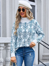 Load image into Gallery viewer, Flower Turtleneck Long Sleeve Sweater