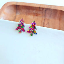 Load image into Gallery viewer, Christmas Tree Studs - Pink Sparkle