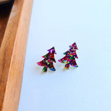 Load image into Gallery viewer, Christmas Tree Studs - Pink Sparkle