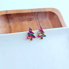 Load image into Gallery viewer, Christmas Tree Studs - Pink Sparkle