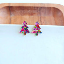 Load image into Gallery viewer, Christmas Tree Studs - Pink Sparkle