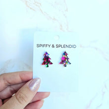 Load image into Gallery viewer, Christmas Tree Studs - Pink Sparkle