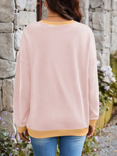 Load image into Gallery viewer, Contrast Round Neck Long Sleeve Sweatshirt