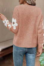 Load image into Gallery viewer, Flower Round Neck Long Sleeve Sweater